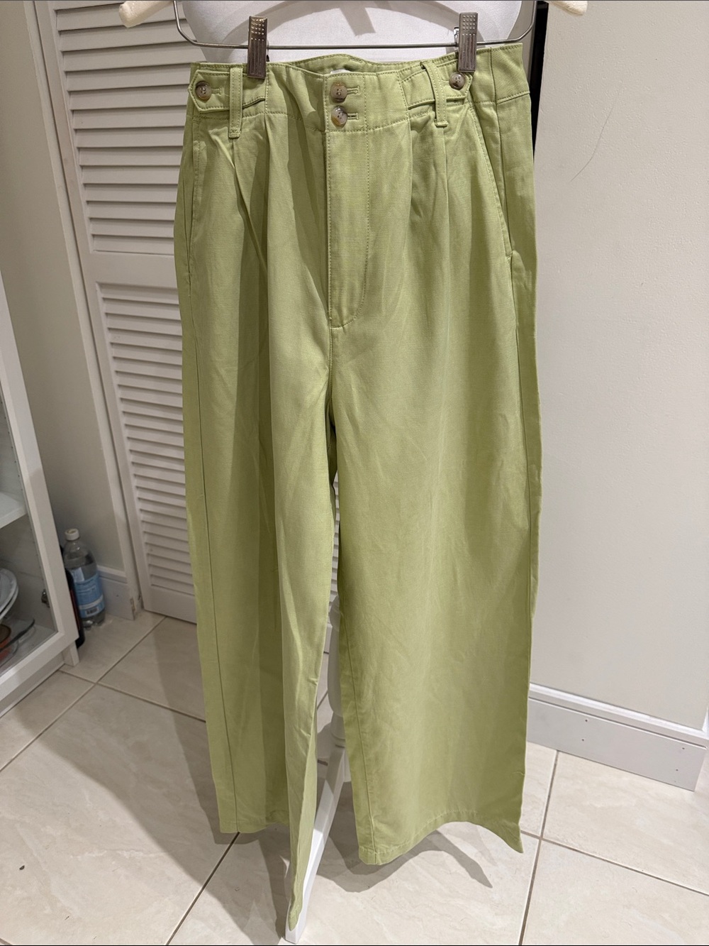 Madewell Olive Green Wide-Leg Chino Pants, size 4
